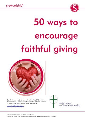 Stewardship 50 ways to encourage faithful giving