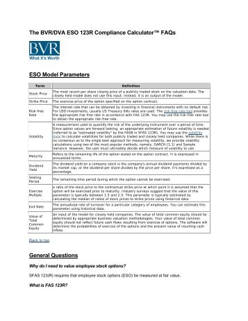 The BVR/DVA ESO 123R Compliance Calculator ... - BVMarketData