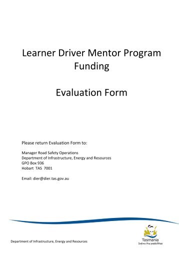Learner Driver Mentor Program Funding Evaluation Form - Transport