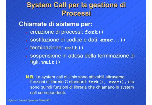 System call - Processi, thread