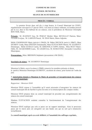 Conseils municipaux 2010 - Mairie de CESSY