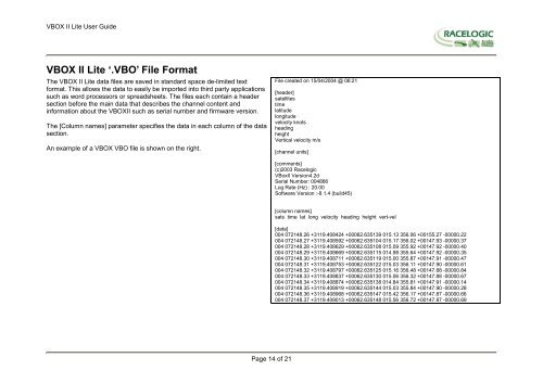 VBOX II Lite 5Hz GPS Data Logger User Guide - Racelogic