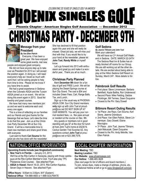 Message from your President Christmas Party Planned Golf Sedona ...