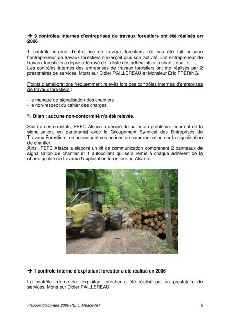 Rapport d'activitÃ©s 2006 - FIBOIS Alsace