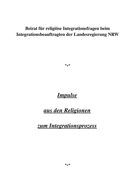 Impulse aus den Religionen zum Integrationsprozess - Islam