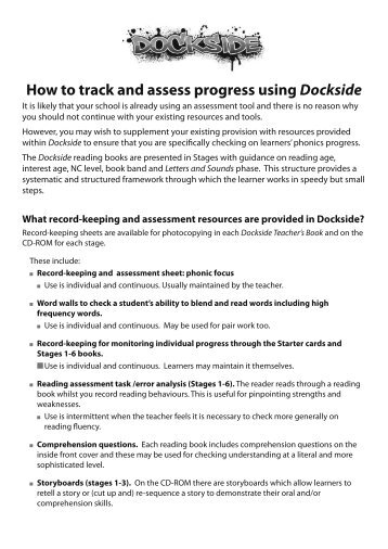 How to track and assess progress using Dockside - Rising Stars