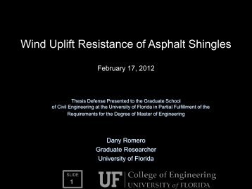 UF Project 90100 - Dany Romero Thesis Presentation (Masters)