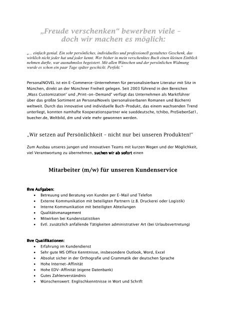 Mitarbeiter M W Fur Unseren Kundenservice Buchwissenschaft