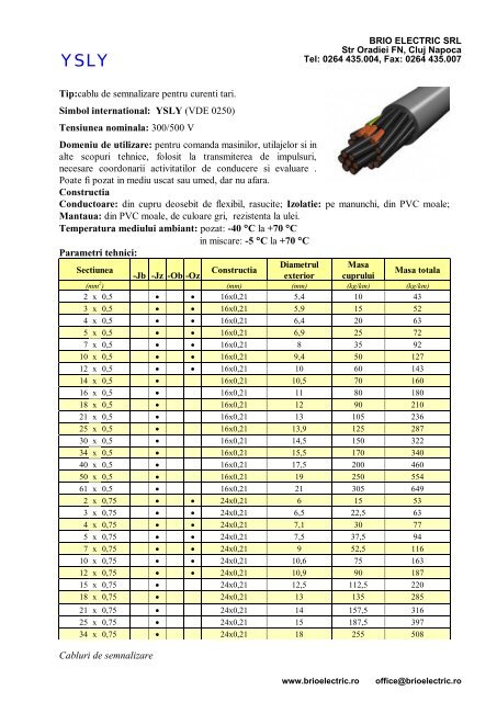 cablu yslcy 4* 1 - BRIO ELECTRIC