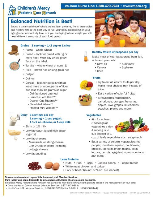 Balanced Nutrition Is Best Pediatric Care Network