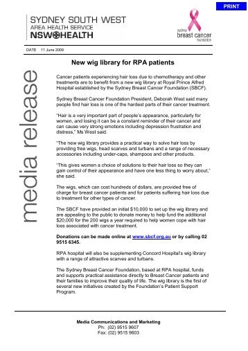 New wig library for RPA patients - Sydney South West Area Health ...