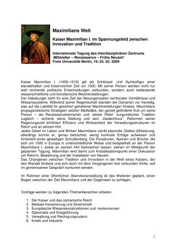 Tagung Maximilians Welt - Mediaevum