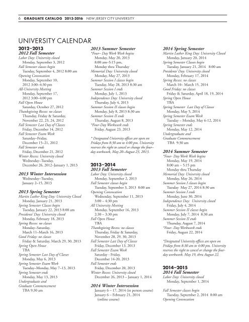 Graduate Catalog - New Jersey City University