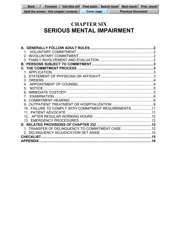 CHAPTER SIX -- SERIOUS MENTAL IMPAIRMENT