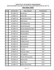 Result Sheet - Institute of Life Sciences