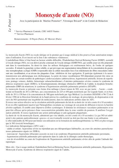 Monoxyde d'azote CNHIM