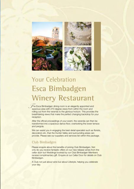 Wedding Celebration Package - Bimbadgen Estate