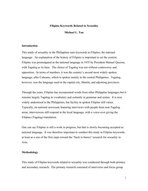 Filipino Keywords Related To Sexuality Michael Philippine