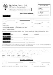 2013 Membership Application - DuPont Country Club