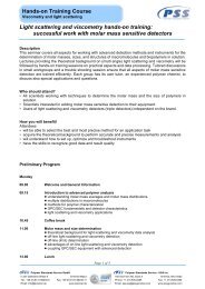 Light scattering and viscometry hands-on training - PSS