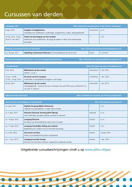 Postacademisch onderwijs voor predikanten en geestelijk verzorgers