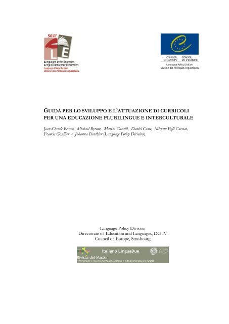 guida per lo sviluppo e l'attuazione di curricoli per una educazione ...