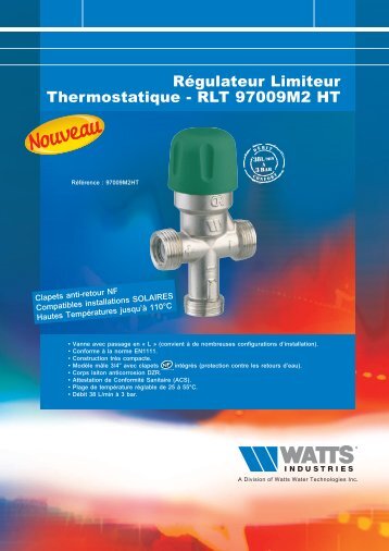 RÃƒÂ©gulateur Limiteur Thermostatique - RLT ... - Watts Industries