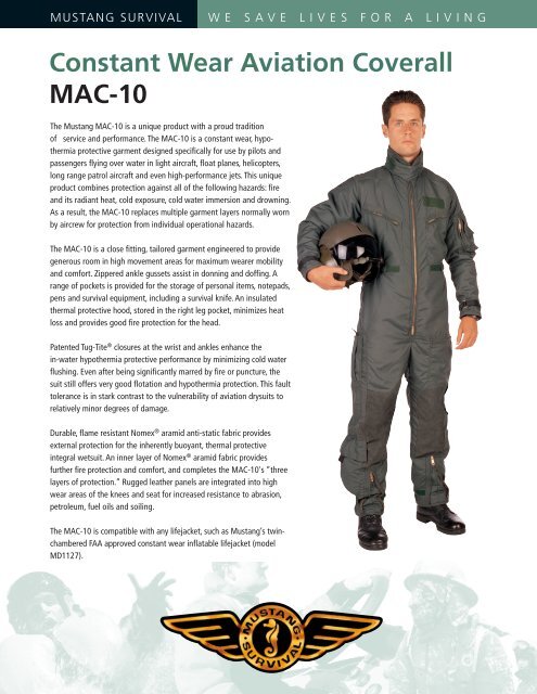 Constant Wear Aviation Coverall MAC-10 - Mustang Survival