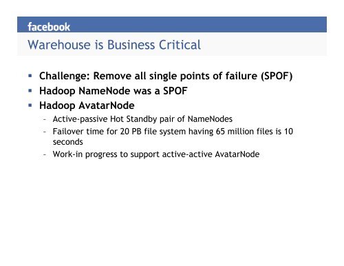 Data Warehousing and Analytics Infrastructure at Facebook