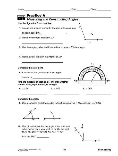Section 1.3 Practice Worksheets