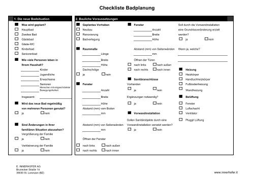 Checkliste Badplanung