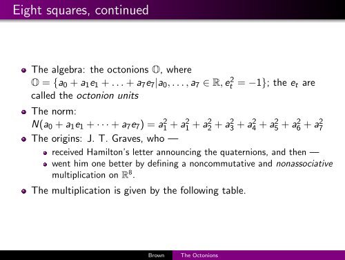 Sums of squares, the octonions, and (7,3,1) - MAA Sections