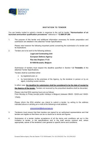 12.I&M.OP.280 - Invitation Letter - European Defence Agency - Europa