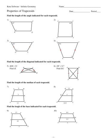 Worksheets Trapezoid Worksheet 6 properties of trapezoids kuta software trapezoid hw pdf