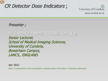 CR Detector Dose Indicators ; - British Institute of Radiology