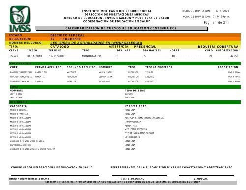 Cursos CatÃ¡logo 2010 - Edumed IMSS - Instituto Mexicano del ...