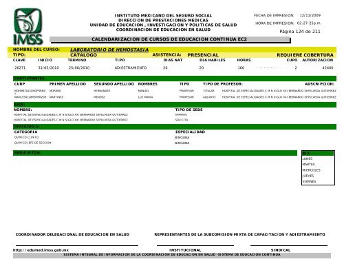 Cursos CatÃ¡logo 2010 - Edumed IMSS - Instituto Mexicano del ...