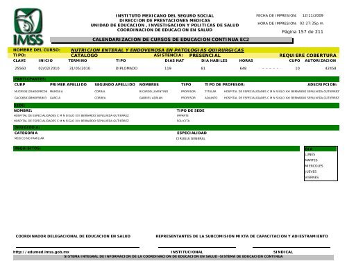 Cursos CatÃ¡logo 2010 - Edumed IMSS - Instituto Mexicano del ...