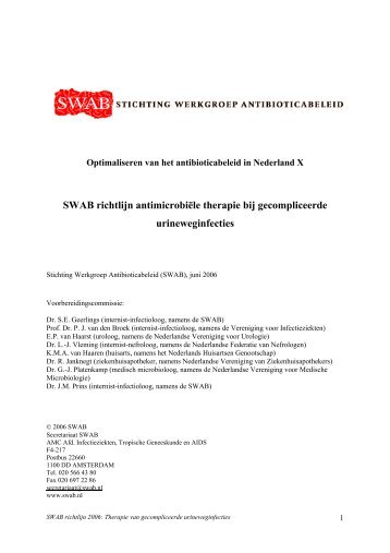 Gecompliceerde urineweginfecties - SWAB