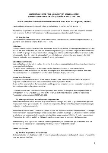 Procès verbal de l'assemblée constitutive (PDF) - Palliative ch