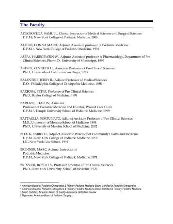 Faculty List (pdf) - New York College of Podiatric Medicine