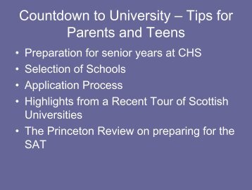 Countdown to University - Crofton House School