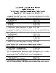 Charles B. Aycock High School Exam Schedule CTE, MSL, Teacher ...