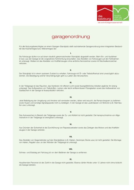 garagenordnung - Die Salzburg