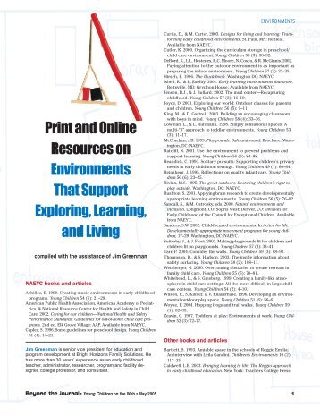 Print and Online Resources on Environments That Support ...