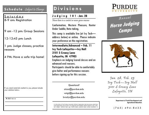 Horse judging camps 12 - Indiana 4-H - Purdue University