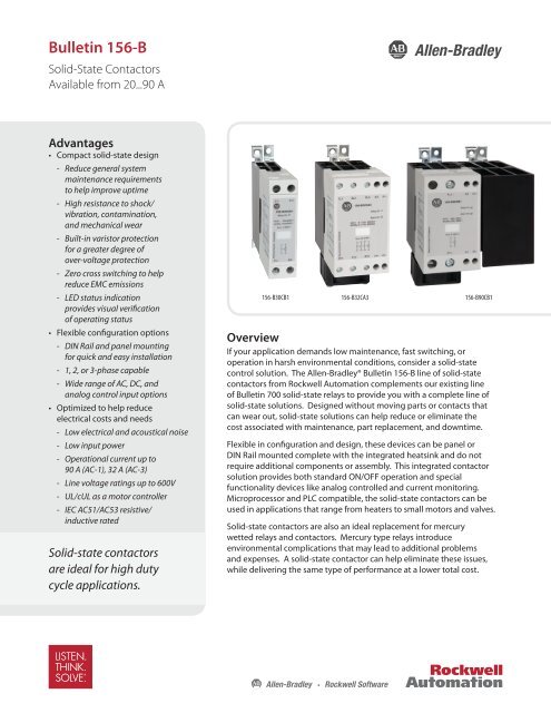 Bulletin 156-B Solid-State Contactors - Rockwell Automation