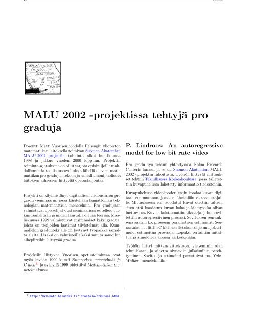 Pdf-versio - Matematiikkalehti Solmu - Helsinki.fi