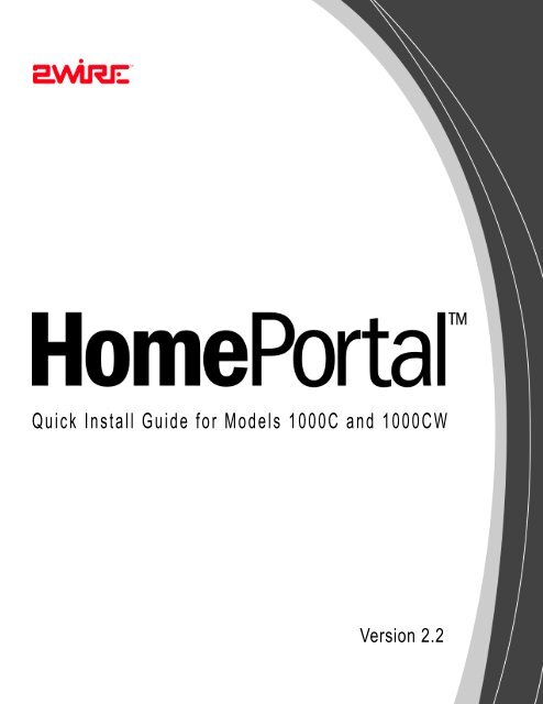 Quick Install Guide for Models 1000C and 1000CW - 2Wire.com