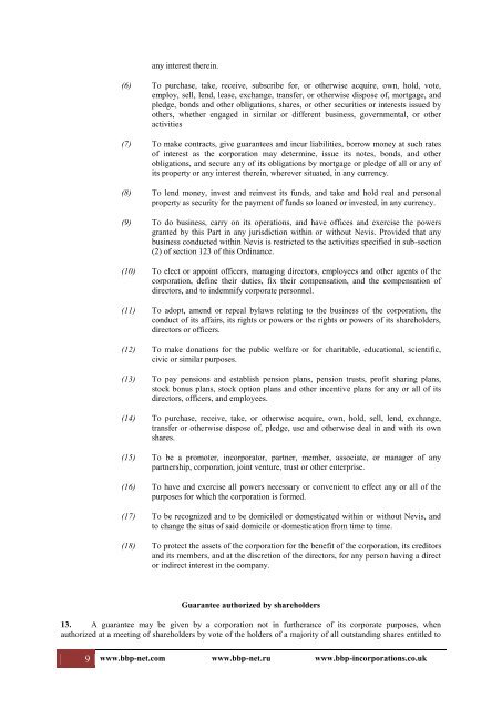 Nevis Business Corporation Ordinance 1984 - Intax Info